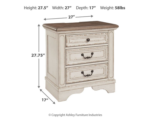 Realyn - Three Drawer Night Stand - White / Brown / Beige – Accent Nightstands by Signature Design by Ashley® at Furniture Wholesale Plus , Nashville furniture store