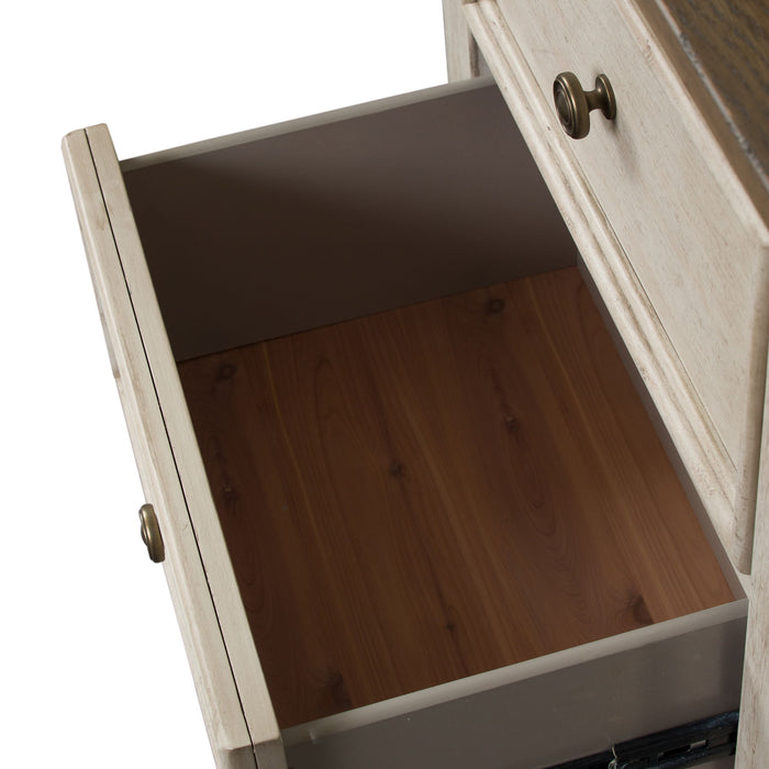 Heartland - 2 Drawer Nightstand With Charging Station - Antique White / Tobacco Tops – Nightstands w/ Charging Stations by Liberty Furniture at Furniture Wholesale Plus , Nashville furniture store