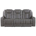 Daniel - Triple Power Leather Theater Sofa - Gray – Reclining Sofas by Steve Silver Furniture at Furniture Wholesale Plus , Nashville furniture store