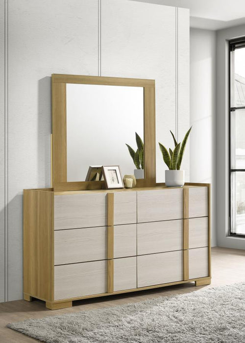 Hyland - 6-Drawer Dresser With Mirror - Natural – Dresser & Mirror by Coaster Fine Furniture at Furniture Wholesale Plus , Nashville furniture store