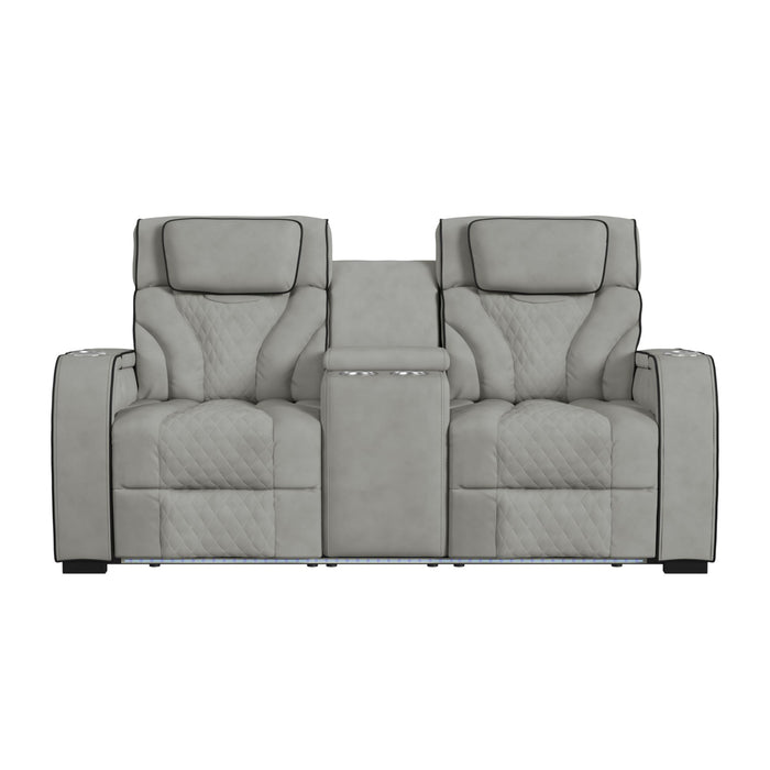 Blitz - Motion Loveseat With Console, And LED – Reclining Loveseats by Elements International at Furniture Wholesale Plus , Nashville furniture store