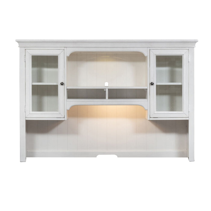 Allyson Park - Jr Executive Credenza Hutch - Wirebrushed White / Charcoal – Hutches by Liberty Furniture at Furniture Wholesale Plus , Nashville furniture store