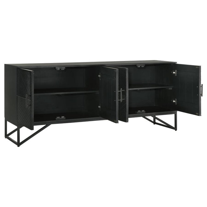 Riddell - 4 Door Wood Reeding Accent Cabinet - Matte Black – Accent Cabinets by Coaster Fine Furniture at Furniture Wholesale Plus , Nashville furniture store