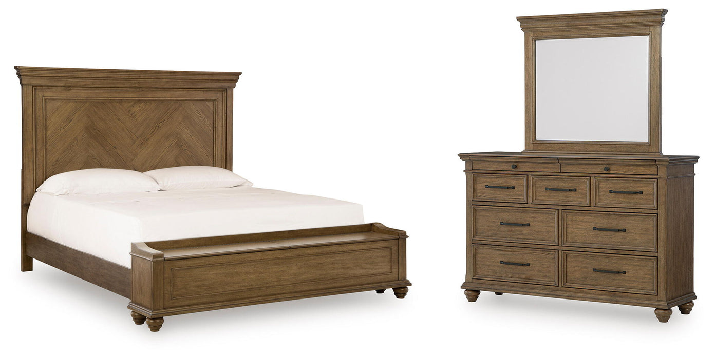 Karallin - 3 Pc. - Queen Panel Storage Bed, Dresser And Mirror - Medium Brown – 3 Piece Bedroom Sets by Signature Design by Ashley® at Furniture Wholesale Plus , Nashville furniture store