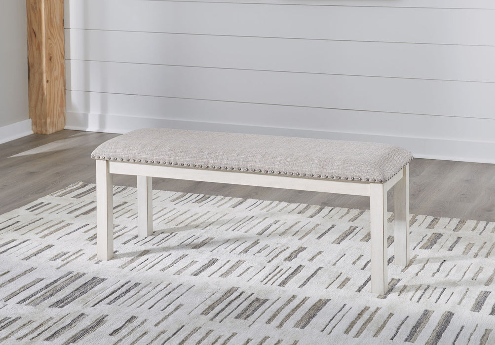 Robbinsdale - Large Upholstered Dining Room Bench - Antique White – Upholstered Benches by Signature Design by Ashley® at Furniture Wholesale Plus , Nashville furniture store