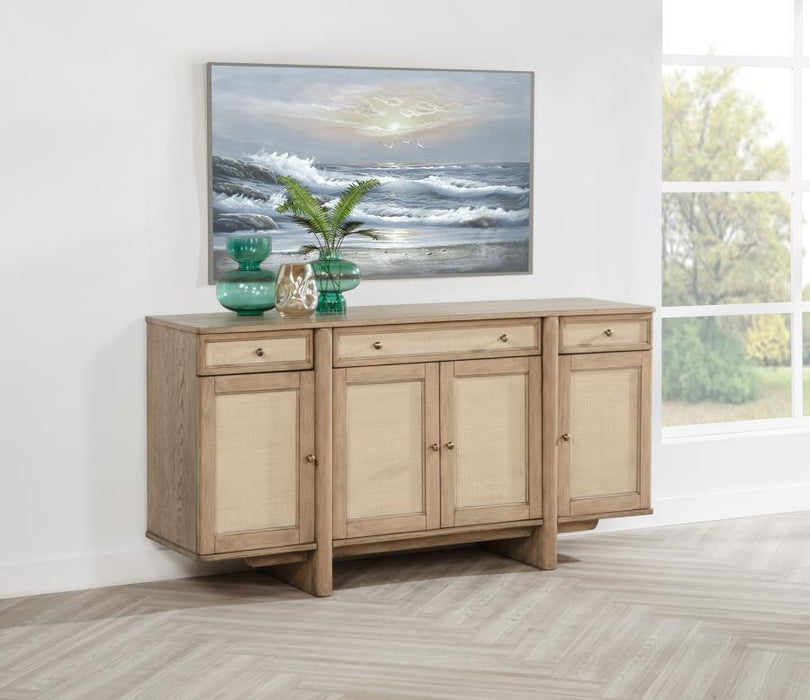 Kailani - 4-Door Cane Sideboard Buffet Cabinet - Beige Oak – Buffets by Coaster Fine Furniture at Furniture Wholesale Plus , Nashville furniture store