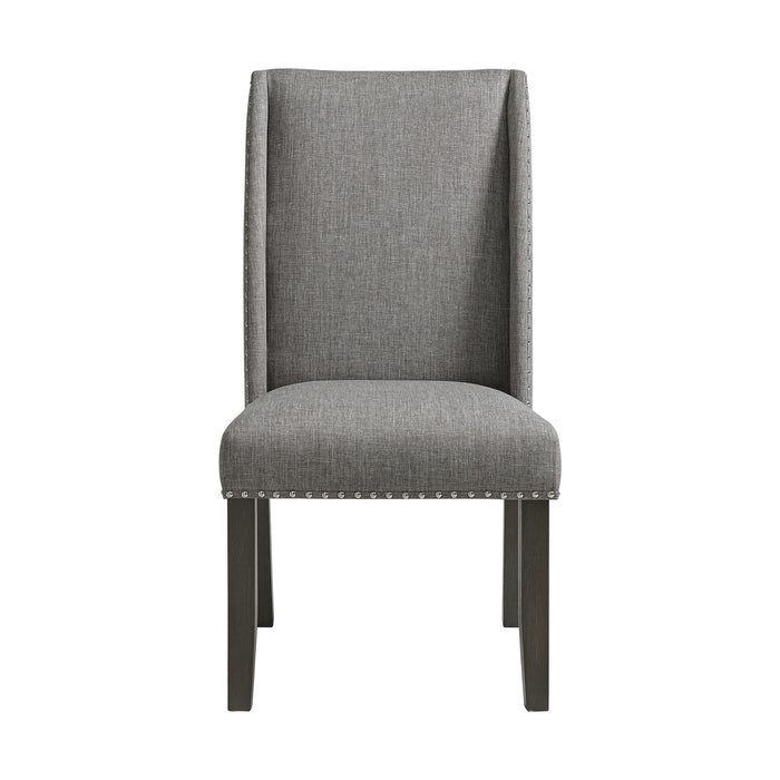 Everdeen - Side Chair With Gray Fabric and Nail Heads (Set of 2) - Charcoal – Chair Sets by Elements International at Furniture Wholesale Plus , Nashville furniture store