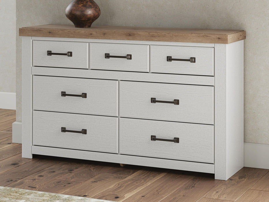 Savonport - Seven Drawer Dresser - White / Brown – Dressers by Benchcraft® at Furniture Wholesale Plus , Nashville furniture store