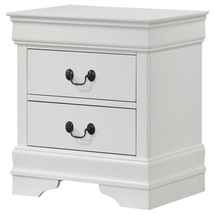 Louis Philippe - 2-Drawer Nightstand Bedside Table - White – Accent Nightstands by Coaster Fine Furniture at Furniture Wholesale Plus , Nashville furniture store