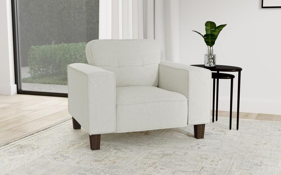 Deerhurst - Upholstered Track Arm Tufted Accent Chair - Greige – Arm Chairs by Coaster Fine Furniture at Furniture Wholesale Plus , Nashville furniture store