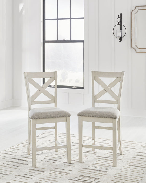 Robbinsdale - Upholstered Barstool (Set of 2) - Antique White – Stool Sets by Signature Design by Ashley® at Furniture Wholesale Plus , Nashville furniture store