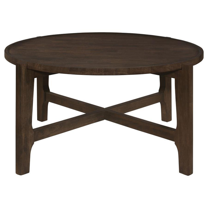 Cota - Round Solid Wood Coffee Table - Dark Brown – Coffee Tables by Coaster Fine Furniture at Furniture Wholesale Plus , Nashville furniture store