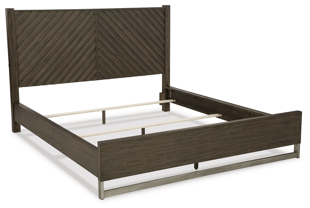 Arkenton - 5 Pc. - Dresser, Mirror, King Panel Bed - Grayish Brown – 5 Piece Bedroom Sets by Ashley® at Furniture Wholesale Plus , Nashville furniture store
