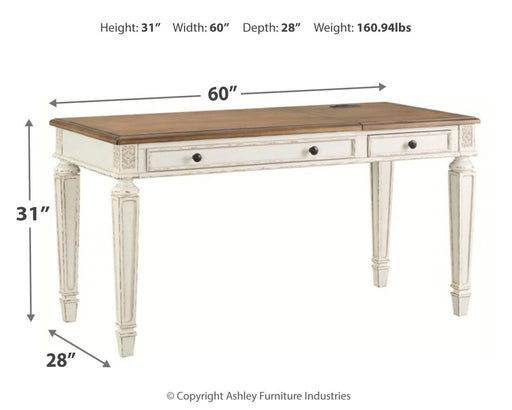 Realyn - White / Brown - Home Office Lift Top Desk - Premium Lift Top Desks from Signature Design by Ashley® - Just $588! Shop now at Furniture Wholesale Plus  We are the best furniture store in Nashville, Hendersonville, Goodlettsville, Madison, Antioch, Mount Juliet, Lebanon, Gallatin, Springfield, Murfreesboro, Franklin, Brentwood