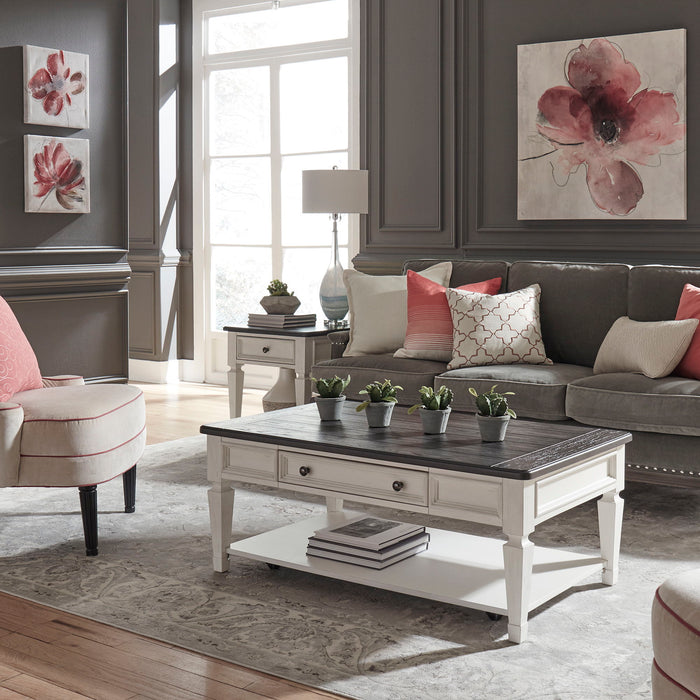Allyson Park - 3 Piece Table Set - Wirebrushed White / Charcoal – Table Sets by Liberty Furniture at Furniture Wholesale Plus , Nashville furniture store
