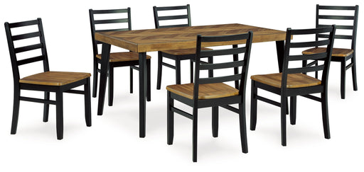 Blondon - Brown / Black - Rectangular Drm Table Set (Set of 7) - Premium 7 Piece Dining Room Sets from Signature Design by Ashley® - Just $708! Shop now at Furniture Wholesale Plus  We are the best furniture store in Nashville, Hendersonville, Goodlettsville, Madison, Antioch, Mount Juliet, Lebanon, Gallatin, Springfield, Murfreesboro, Franklin, Brentwood