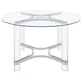 Keeling - 5 Piece Round Glass Top Acrylic Dining Set - Chrome – 5 Piece Dining Room Sets by Coaster Fine Furniture at Furniture Wholesale Plus , Nashville furniture store