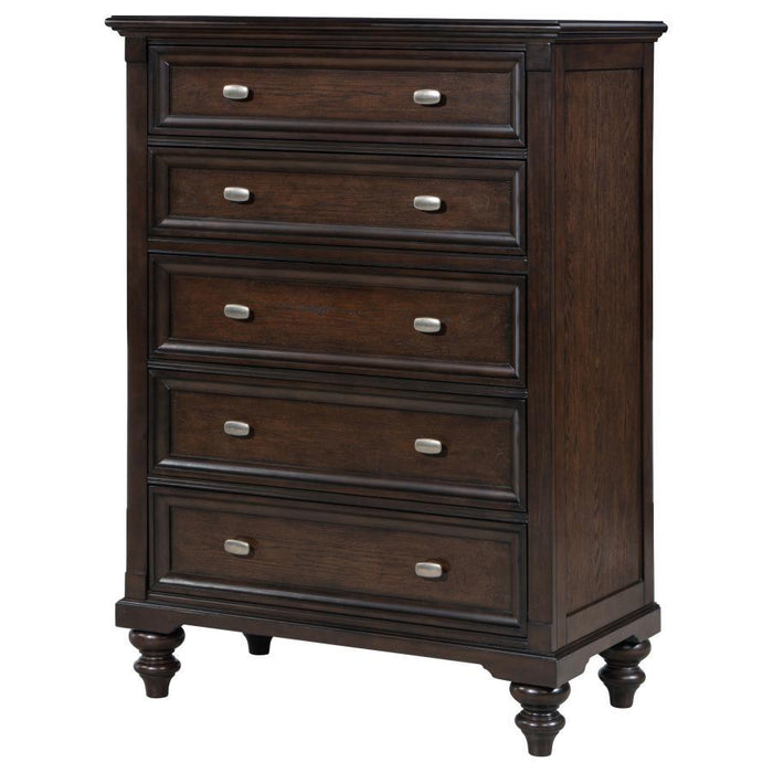 Andover - 5-Drawer Chest Of Drawers - Dark Oak – Accent Chests by Coaster Fine Furniture at Furniture Wholesale Plus , Nashville furniture store