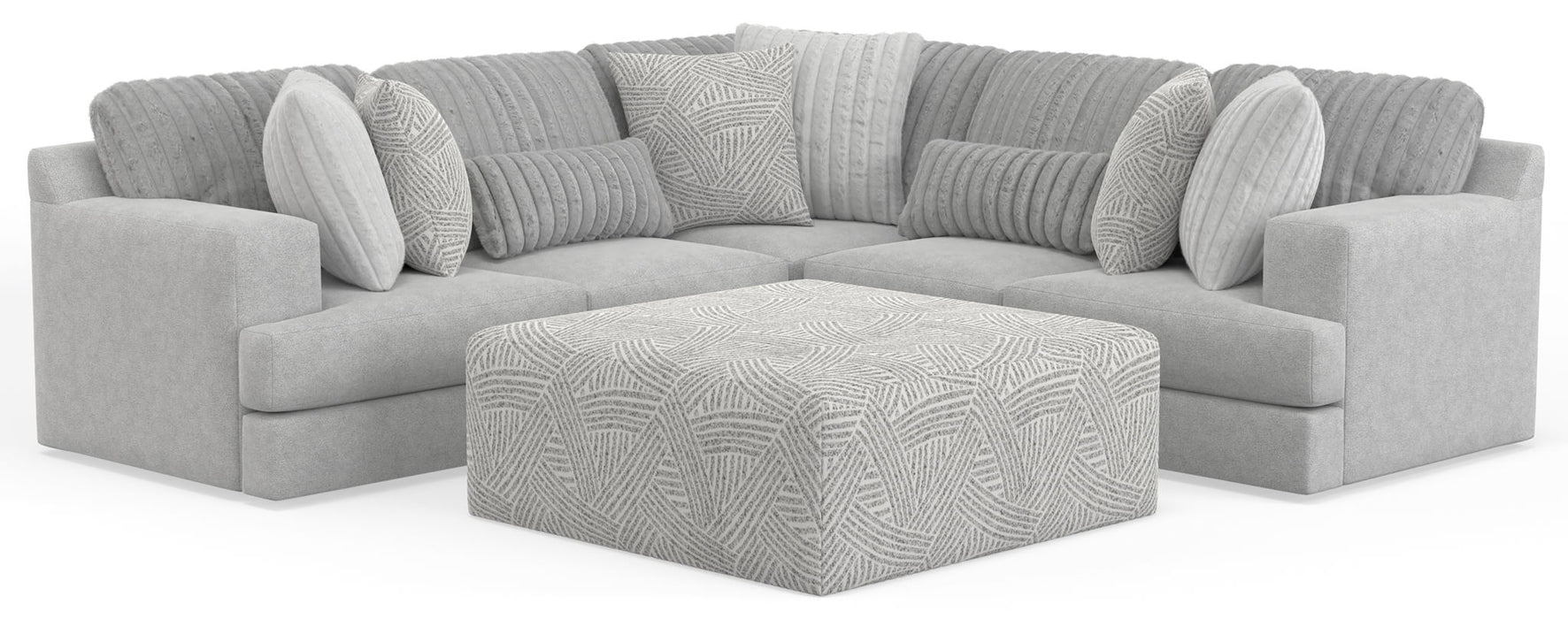 Logan - Upholstered Sectional With Comfort Coil Seating - 46" Cocktail Ottoman And Accent Pillows Included – 2 Piece Living Room Sets by Jackson at Furniture Wholesale Plus , Nashville furniture store