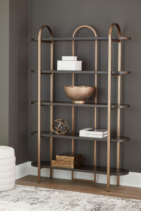 Brentmour - Bookcase - Brown / Gold Finish – Etageres by Signature Design by Ashley® at Furniture Wholesale Plus , Nashville furniture store