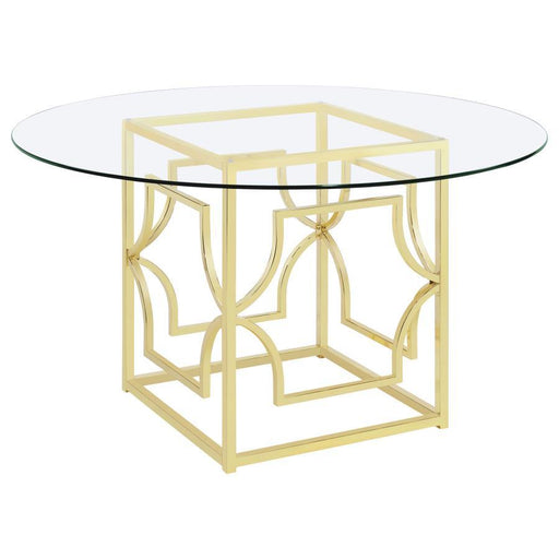 Starlight - Round Glass Top Metal Dining Table – Dining Tables by Coaster Fine Furniture at Furniture Wholesale Plus , Nashville furniture store