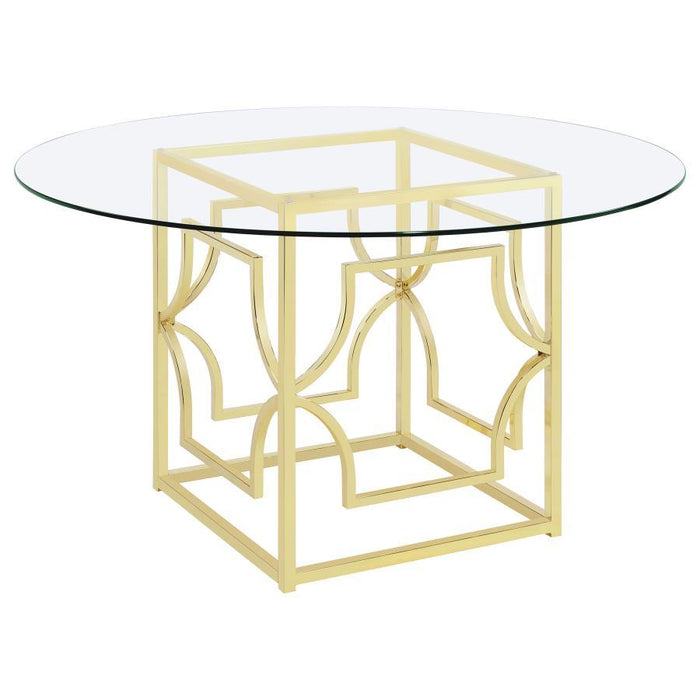 Starlight - Round Glass Top Metal Dining Table – Dining Tables by Coaster Fine Furniture at Furniture Wholesale Plus , Nashville furniture store