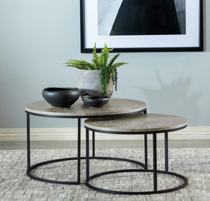 Lainey - 2 Piece Round Faux Marble Nesting Coffee Table – Nesting Tables by CoasterEveryday at Furniture Wholesale Plus , Nashville furniture store