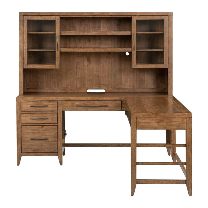Shaker Lakes - Opt L Shaped Desk Set - Harvest Brown – 2 Piece Home Office Sets by Liberty Furniture at Furniture Wholesale Plus , Nashville furniture store