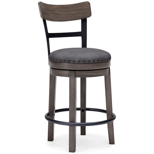 Caitbrook - Gray - UPH Swivel Barstool - Premium Counter Height (24"-27") from Signature Design by Ashley® - Just $188! Shop now at Furniture Wholesale Plus  We are the best furniture store in Nashville, Hendersonville, Goodlettsville, Madison, Antioch, Mount Juliet, Lebanon, Gallatin, Springfield, Murfreesboro, Franklin, Brentwood