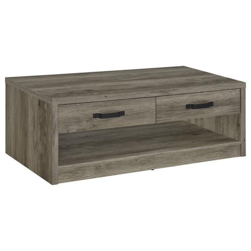 Felix - 2-Drawer Engineered Wood Coffee Table - Gray Driftwood – Coffee Tables by Coaster Fine Furniture at Furniture Wholesale Plus , Nashville furniture store