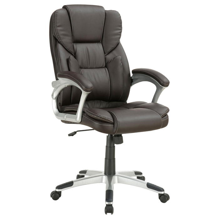 Kaffir Adjustable Height Office Chair Dark Brown and Silver - Premium Office Chair from Coaster Z2 Standard - Just $250! Shop now at Furniture Wholesale Plus  We are the best furniture store in Nashville, Hendersonville, Goodlettsville, Madison, Antioch, Mount Juliet, Lebanon, Gallatin, Springfield, Murfreesboro, Franklin, Brentwood