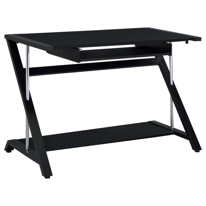 Mallet Computer Desk with Bottom Shelf Black - Premium Desk from Coaster Z2 Standard - Just $198! Shop now at Furniture Wholesale Plus  We are the best furniture store in Nashville, Hendersonville, Goodlettsville, Madison, Antioch, Mount Juliet, Lebanon, Gallatin, Springfield, Murfreesboro, Franklin, Brentwood