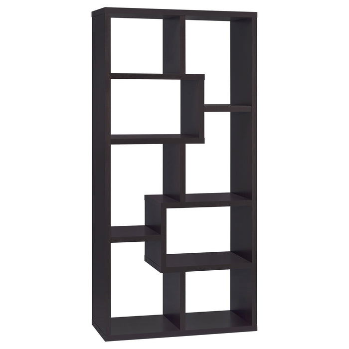 Theo 10-shelf Bookcase Cappuccino - Premium Bookcase from Coaster Z2 Standard - Just $210! Shop now at Furniture Wholesale Plus  We are the best furniture store in Nashville, Hendersonville, Goodlettsville, Madison, Antioch, Mount Juliet, Lebanon, Gallatin, Springfield, Murfreesboro, Franklin, Brentwood