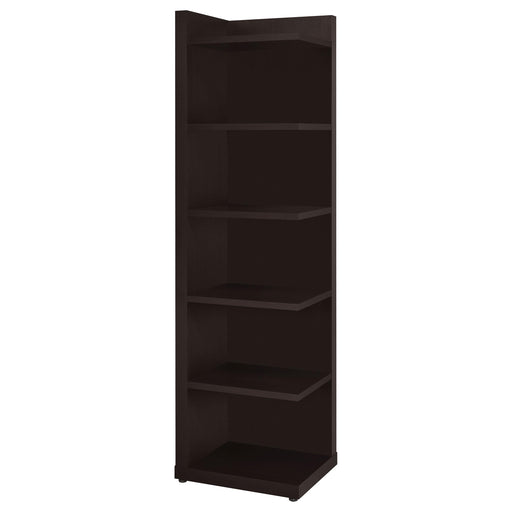 Pinckard 6-tier Corner Bookcase Cappuccino - Premium Bookcase from Coaster Z2 Standard - Just $178! Shop now at Furniture Wholesale Plus  We are the best furniture store in Nashville, Hendersonville, Goodlettsville, Madison, Antioch, Mount Juliet, Lebanon, Gallatin, Springfield, Murfreesboro, Franklin, Brentwood