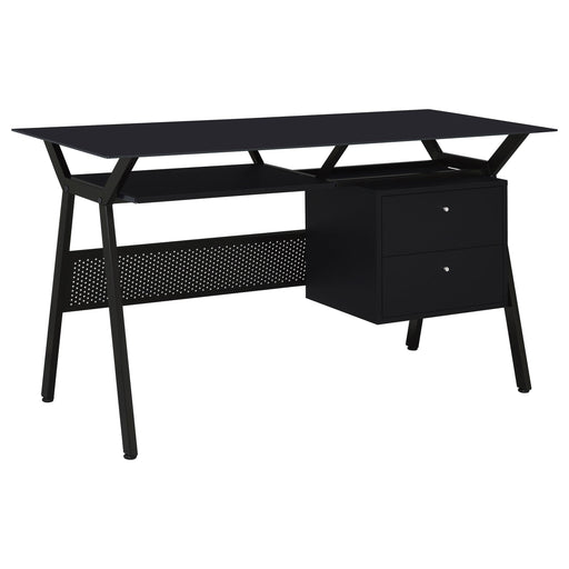 Weaving 2-drawer Computer Desk Black - Premium Desk from Coaster Z2 Standard - Just $210! Shop now at Furniture Wholesale Plus  We are the best furniture store in Nashville, Hendersonville, Goodlettsville, Madison, Antioch, Mount Juliet, Lebanon, Gallatin, Springfield, Murfreesboro, Franklin, Brentwood