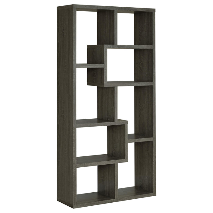 Theo 10-shelf Bookcase Weathered Grey - Premium Bookcase from Coaster Z2 Standard - Just $210! Shop now at Furniture Wholesale Plus  We are the best furniture store in Nashville, Hendersonville, Goodlettsville, Madison, Antioch, Mount Juliet, Lebanon, Gallatin, Springfield, Murfreesboro, Franklin, Brentwood