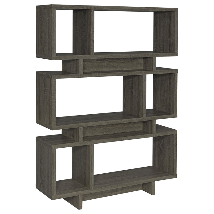 Reid 3-tier Geometric Bookcase Weathered Grey - Premium Bookcase from Coaster Z2 Standard - Just $238! Shop now at Furniture Wholesale Plus  We are the best furniture store in Nashville, Hendersonville, Goodlettsville, Madison, Antioch, Mount Juliet, Lebanon, Gallatin, Springfield, Murfreesboro, Franklin, Brentwood