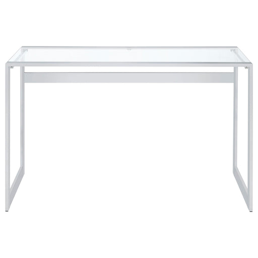 Hartford Glass Top Writing Desk Chrome - Premium Desk from Coaster Z2 Standard - Just $230! Shop now at Furniture Wholesale Plus  We are the best furniture store in Nashville, Hendersonville, Goodlettsville, Madison, Antioch, Mount Juliet, Lebanon, Gallatin, Springfield, Murfreesboro, Franklin, Brentwood