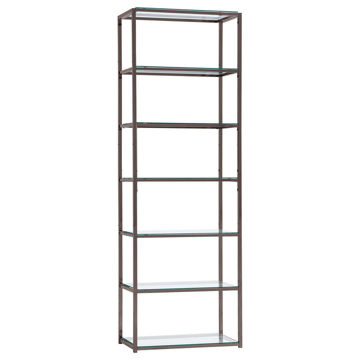 Kate 6-shelf Bookcase Black Nickel - Premium Bookcase from Coaster Z2 Standard - Just $310! Shop now at Furniture Wholesale Plus  We are the best furniture store in Nashville, Hendersonville, Goodlettsville, Madison, Antioch, Mount Juliet, Lebanon, Gallatin, Springfield, Murfreesboro, Franklin, Brentwood