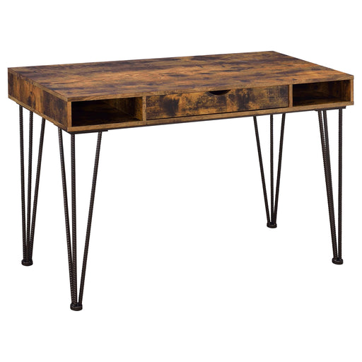 Olvera 1-drawer Writing Desk Antique Nutmeg and Dark Bronze - Premium Desk from Coaster Z2 Standard - Just $298! Shop now at Furniture Wholesale Plus  We are the best furniture store in Nashville, Hendersonville, Goodlettsville, Madison, Antioch, Mount Juliet, Lebanon, Gallatin, Springfield, Murfreesboro, Franklin, Brentwood