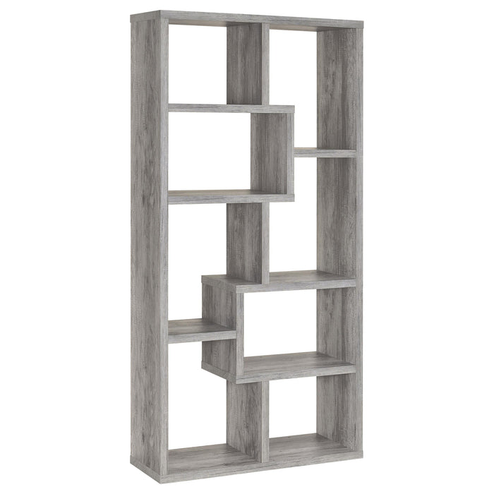 Theo 10-shelf Bookcase Grey Driftwood - Premium Bookcase from Coaster Z2 Standard - Just $210! Shop now at Furniture Wholesale Plus  We are the best furniture store in Nashville, Hendersonville, Goodlettsville, Madison, Antioch, Mount Juliet, Lebanon, Gallatin, Springfield, Murfreesboro, Franklin, Brentwood