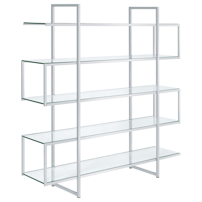 Elmer 5-shelf Bookcase Chrome and Clear - Premium Bookcase from Coaster Z2 Standard - Just $498! Shop now at Furniture Wholesale Plus  We are the best furniture store in Nashville, Hendersonville, Goodlettsville, Madison, Antioch, Mount Juliet, Lebanon, Gallatin, Springfield, Murfreesboro, Franklin, Brentwood