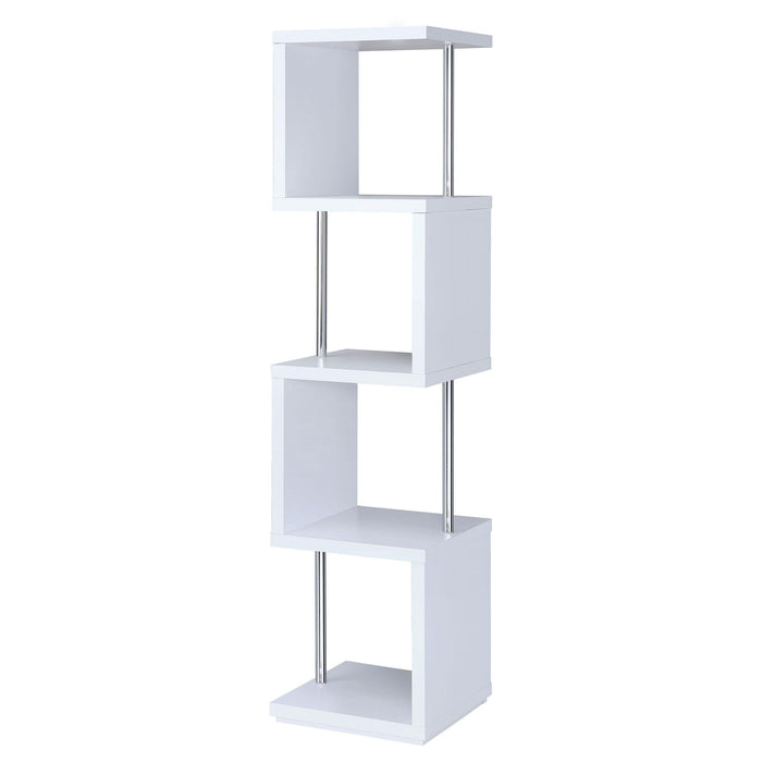 Baxter 4-shelf Bookcase White and Chrome - Premium Bookcase from Coaster Z2 Standard - Just $138! Shop now at Furniture Wholesale Plus  We are the best furniture store in Nashville, Hendersonville, Goodlettsville, Madison, Antioch, Mount Juliet, Lebanon, Gallatin, Springfield, Murfreesboro, Franklin, Brentwood