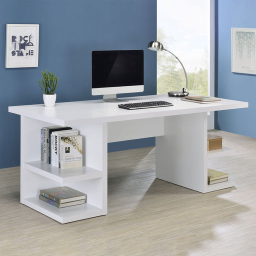 Alice Writing Desk White with Open Shelves - Premium Desk from Coaster Z2 Standard - Just $318! Shop now at Furniture Wholesale Plus  We are the best furniture store in Nashville, Hendersonville, Goodlettsville, Madison, Antioch, Mount Juliet, Lebanon, Gallatin, Springfield, Murfreesboro, Franklin, Brentwood