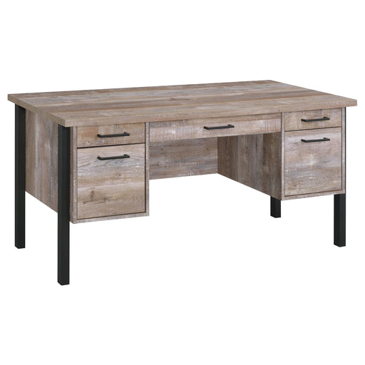 Samson 4-drawer Office Desk Weathered Oak - Premium Desk from Coaster Z2 Standard - Just $358! Shop now at Furniture Wholesale Plus  We are the best furniture store in Nashville, Hendersonville, Goodlettsville, Madison, Antioch, Mount Juliet, Lebanon, Gallatin, Springfield, Murfreesboro, Franklin, Brentwood