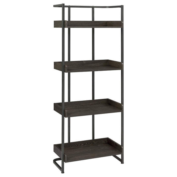 Ember 4-shelf Bookcase Dark Oak and Sandy Black - Premium Bookcase from Coaster Z2 Standard - Just $230! Shop now at Furniture Wholesale Plus  We are the best furniture store in Nashville, Hendersonville, Goodlettsville, Madison, Antioch, Mount Juliet, Lebanon, Gallatin, Springfield, Murfreesboro, Franklin, Brentwood