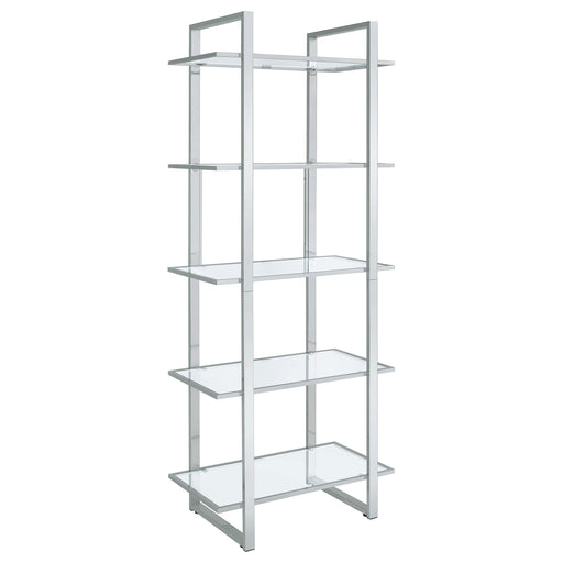 Hartford Glass Shelf Bookcase Chrome - Premium Bookcase from Coaster Z2 Standard - Just $330! Shop now at Furniture Wholesale Plus  We are the best furniture store in Nashville, Hendersonville, Goodlettsville, Madison, Antioch, Mount Juliet, Lebanon, Gallatin, Springfield, Murfreesboro, Franklin, Brentwood