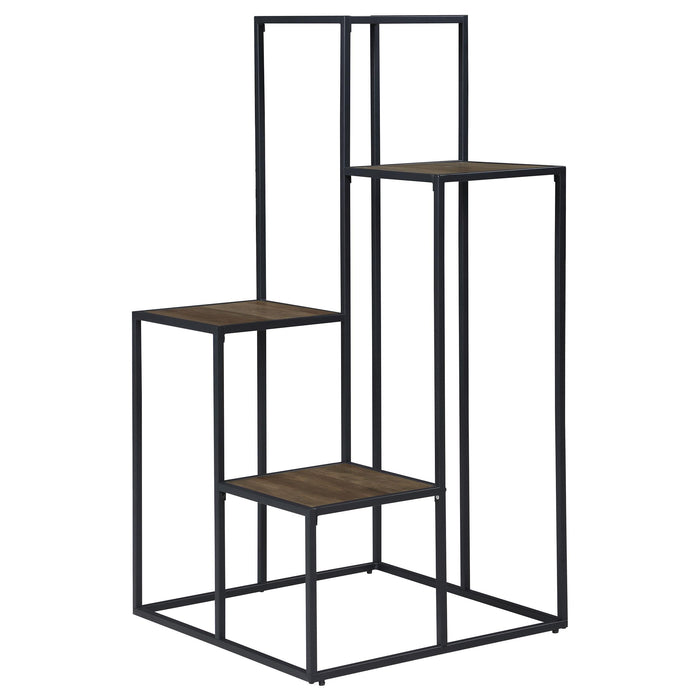 Rito 4-tier Display Shelf Rustic Brown and Black - Premium Display Shelf from Coaster Z2 Standard - Just $130! Shop now at Furniture Wholesale Plus  We are the best furniture store in Nashville, Hendersonville, Goodlettsville, Madison, Antioch, Mount Juliet, Lebanon, Gallatin, Springfield, Murfreesboro, Franklin, Brentwood