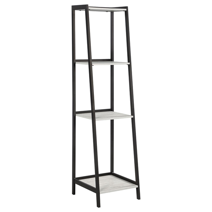 Pinckard 4-shelf Ladder Bookcase Grey Stone and Black - Premium Bookcase from Coaster Z2 Standard - Just $190! Shop now at Furniture Wholesale Plus  We are the best furniture store in Nashville, Hendersonville, Goodlettsville, Madison, Antioch, Mount Juliet, Lebanon, Gallatin, Springfield, Murfreesboro, Franklin, Brentwood