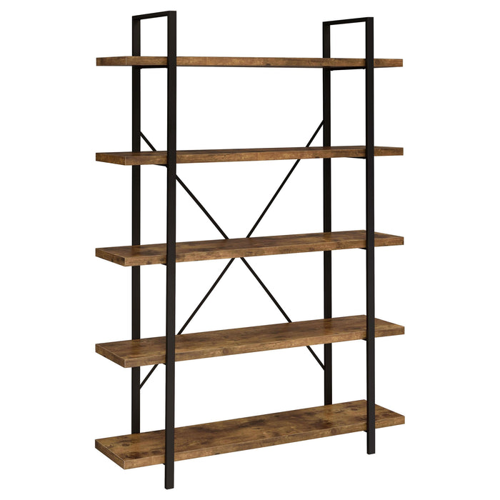 Cole 5-Shelf Bookcase Antique Nutmeg and Black - Premium Bookcase from Coaster Z2 Standard - Just $218! Shop now at Furniture Wholesale Plus  We are the best furniture store in Nashville, Hendersonville, Goodlettsville, Madison, Antioch, Mount Juliet, Lebanon, Gallatin, Springfield, Murfreesboro, Franklin, Brentwood